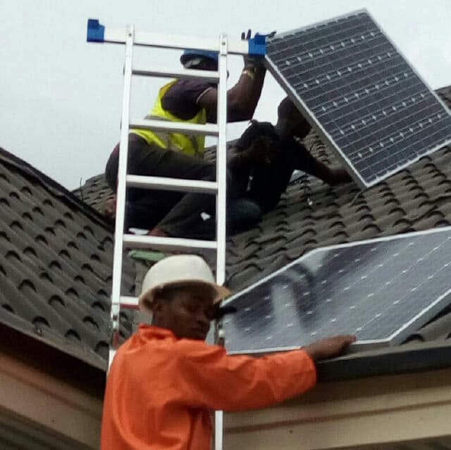 Rows of solar panels at a commercial site